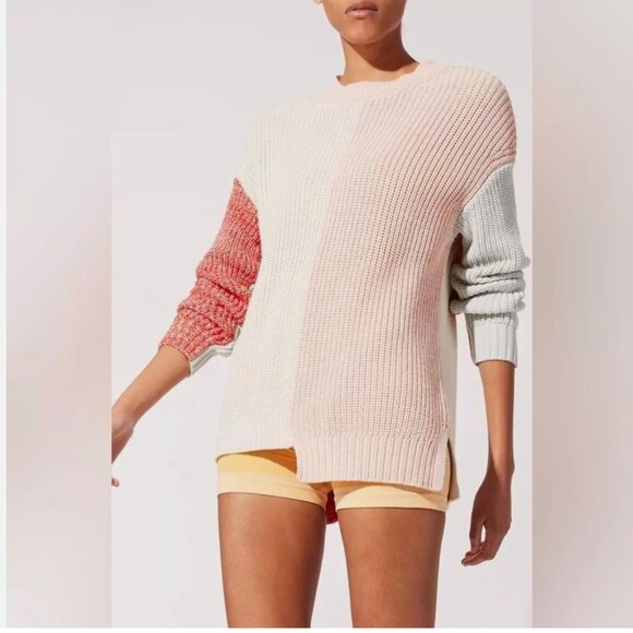 Solid & Striped The Max Asym Pullover Knit Sweater Marled Colorblock Top S NWOT - Picture 2 of 5